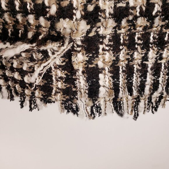 Yoana Baraschi Boucle Skirt Tweed Fringe Hem Black White Taupe Womens Size Small - Picture 3 of 8